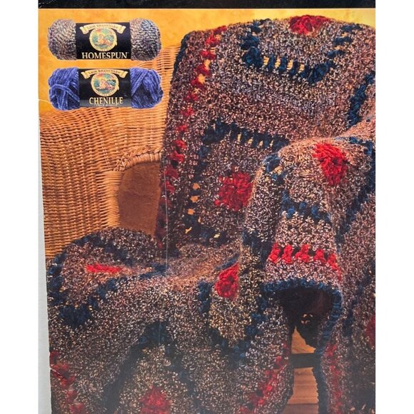 Lion Brand Yarn Afghan 3 Pattern Booklet Crochet Thick Quick Homespun Chenille - Picture 6 of 6